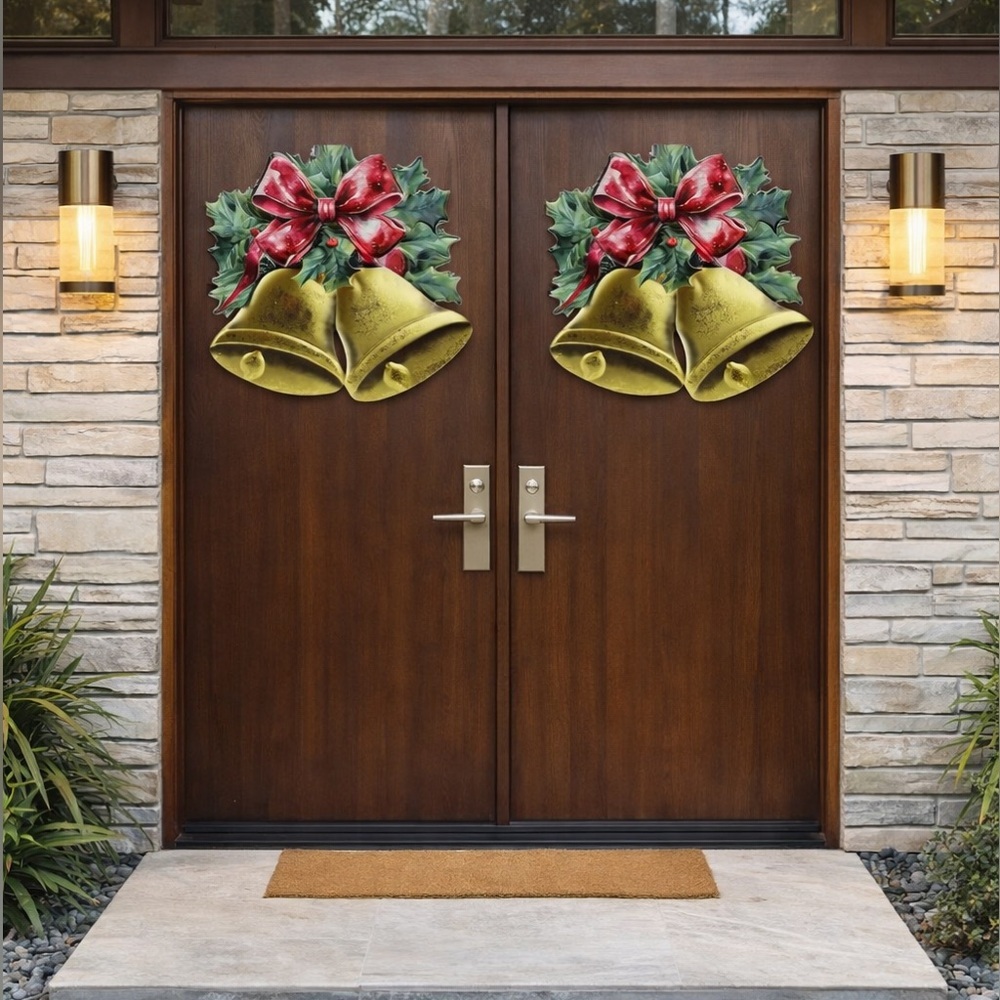 Vintage Style Christmas Bell Door Hanger | Holiday Wreath Decor
